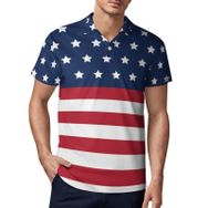 AILLOSA FLAG-45 3D Baskılı Desen Kısa Kollu Polo Yaka Erkek T-shirt