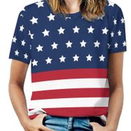 AILLOSA FLAG-45 Tamamı Baskılı Kısa Kollu Yuvarlak Yaka Kadın T-shirt