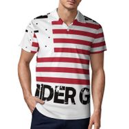 AILLOSA FLAG-46 3D Baskılı Desen Kısa Kollu Polo Yaka Erkek T-shirt