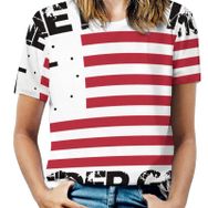 AILLOSA FLAG-46 Tamamı Baskılı Kısa Kollu Yuvarlak Yaka Kadın T-shirt