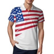 AILLOSA FLAG-47 3D Baskılı Desen Kısa Kollu Polo Yaka Erkek T-shirt