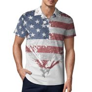 AILLOSA FLAG-48 3D Baskılı Desen Kısa Kollu Polo Yaka Erkek T-shirt