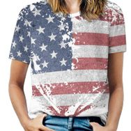 AILLOSA FLAG-48 Tamamı Baskılı Kısa Kollu Yuvarlak Yaka Kadın T-shirt