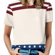 AILLOSA FLAG-49 Tamamı Baskılı Kısa Kollu Yuvarlak Yaka Kadın T-shirt