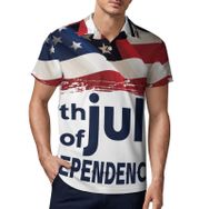 AILLOSA FLAG-50 3D Baskılı Desen Kısa Kollu Polo Yaka Erkek T-shirt