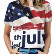 AILLOSA FLAG-50 Tamamı Baskılı Kısa Kollu Yuvarlak Yaka Kadın T-shirt