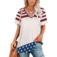 AILLOSA FLAG-50 Tamamı Baskılı V Yaka Kısa Kollu Kadın T-shirt