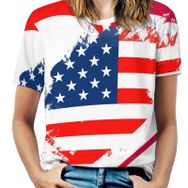 AILLOSA FLAG-52 Tamamı Baskılı Kısa Kollu Yuvarlak Yaka Kadın T-shirt