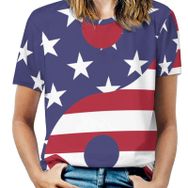 AILLOSA FLAG-53 Tamamı Baskılı Kısa Kollu Yuvarlak Yaka Kadın T-shirt