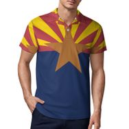 AILLOSA FLAG-54 3D Baskılı Desen Kısa Kollu Polo Yaka Erkek T-shirt