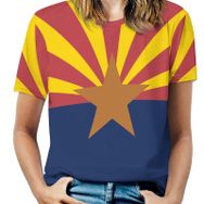 AILLOSA FLAG-54 Tamamı Baskılı Kısa Kollu Yuvarlak Yaka Kadın T-shirt