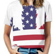 AILLOSA FLAG-55 Tamamı Baskılı Kısa Kollu Yuvarlak Yaka Kadın T-shirt