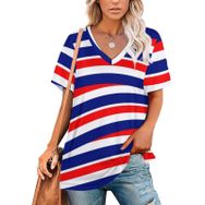 AILLOSA FLAG-56 Tamamı Baskılı V Yaka Kısa Kollu Kadın T-shirt
