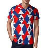AILLOSA FLAG-57 3D Baskılı Desen Kısa Kollu Polo Yaka Erkek T-shirt