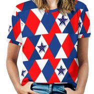 AILLOSA FLAG-57 Tamamı Baskılı Kısa Kollu Yuvarlak Yaka Kadın T-shirt