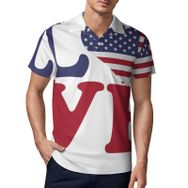 AILLOSA FLAG-58 3D Baskılı Desen Kısa Kollu Polo Yaka Erkek T-shirt