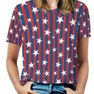AILLOSA FLAG-59 Tamamı Baskılı Kısa Kollu Yuvarlak Yaka Kadın T-shirt