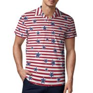 AILLOSA FLAG-60 3D Baskılı Desen Kısa Kollu Polo Yaka Erkek T-shirt