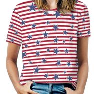 AILLOSA FLAG-60 Tamamı Baskılı Kısa Kollu Yuvarlak Yaka Kadın T-shirt