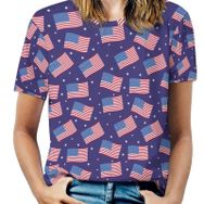 AILLOSA FLAG-61 Tamamı Baskılı Kısa Kollu Yuvarlak Yaka Kadın T-shirt