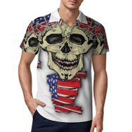 AILLOSA FLAG-62 3D Baskılı Desen Kısa Kollu Polo Yaka Erkek T-shirt
