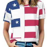 AILLOSA FLAG-63 Tamamı Baskılı Kısa Kollu Yuvarlak Yaka Kadın T-shirt