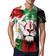 AILLOSA FLAG-64 3D Baskılı Desen Kısa Kollu Polo Yaka Erkek T-shirt