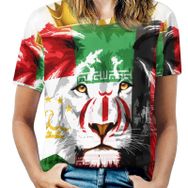 AILLOSA FLAG-64 Tamamı Baskılı Kısa Kollu Yuvarlak Yaka Kadın T-shirt