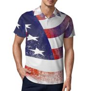 AILLOSA FLAG-66 3D Baskılı Desen Kısa Kollu Polo Yaka Erkek T-shirt