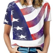 AILLOSA FLAG-66 Tamamı Baskılı Kısa Kollu Yuvarlak Yaka Kadın T-shirt