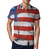 AILLOSA FLAG-67 3D Baskılı Desen Kısa Kollu Polo Yaka Erkek T-shirt