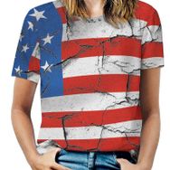 AILLOSA FLAG-67 Tamamı Baskılı Kısa Kollu Yuvarlak Yaka Kadın T-shirt