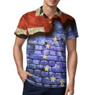 AILLOSA FLAG-68 3D Baskılı Desen Kısa Kollu Polo Yaka Erkek T-shirt