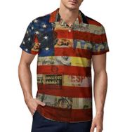 AILLOSA FLAG-69 3D Baskılı Desen Kısa Kollu Polo Yaka Erkek T-shirt