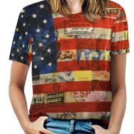 AILLOSA FLAG-69 Tamamı Baskılı Kısa Kollu Yuvarlak Yaka Kadın T-shirt