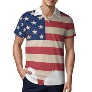 AILLOSA FLAG-70 3D Baskılı Desen Kısa Kollu Polo Yaka Erkek T-shirt