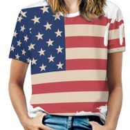 AILLOSA FLAG-70 Tamamı Baskılı Kısa Kollu Yuvarlak Yaka Kadın T-shirt