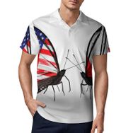 AILLOSA FLAG-71 3D Baskılı Desen Kısa Kollu Polo Yaka Erkek T-shirt