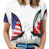 AILLOSA FLAG-71 Tamamı Baskılı Kısa Kollu Yuvarlak Yaka Kadın T-shirt