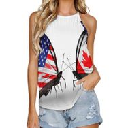AILLOSA FLAG-71 Yuvarlak Yaka Kolsuz Kadın T-shirt