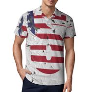 AILLOSA FLAG-72 3D Baskılı Desen Kısa Kollu Polo Yaka Erkek T-shirt