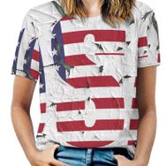 AILLOSA FLAG-72 Tamamı Baskılı Kısa Kollu Yuvarlak Yaka Kadın T-shirt