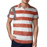 AILLOSA FLAG-75 3D Baskılı Desen Kısa Kollu Polo Yaka Erkek T-shirt