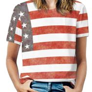 AILLOSA FLAG-75 Tamamı Baskılı Kısa Kollu Yuvarlak Yaka Kadın T-shirt