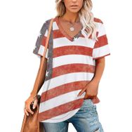 AILLOSA FLAG-75 Tamamı Baskılı V Yaka Kısa Kollu Kadın T-shirt