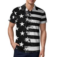 AILLOSA FLAG-76 3D Baskılı Desen Kısa Kollu Polo Yaka Erkek T-shirt