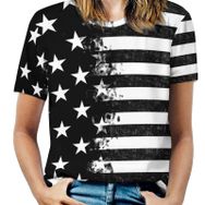 AILLOSA FLAG-76 Tamamı Baskılı Kısa Kollu Yuvarlak Yaka Kadın T-shirt