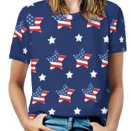 AILLOSA FLAG-77 Tamamı Baskılı Kısa Kollu Yuvarlak Yaka Kadın T-shirt