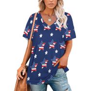 AILLOSA FLAG-77 Tamamı Baskılı V Yaka Kısa Kollu Kadın T-shirt