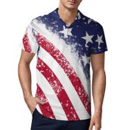 AILLOSA FLAG-78 3D Baskılı Desen Kısa Kollu Polo Yaka Erkek T-shirt
